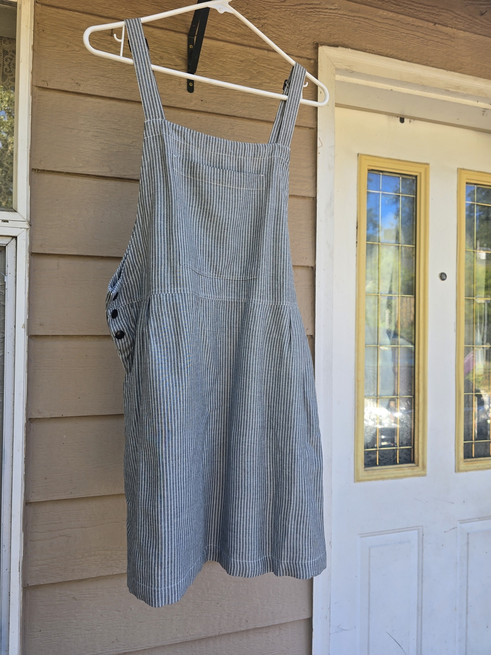 NWT Volcom Gray and White Striped Pinafore Dress - Large